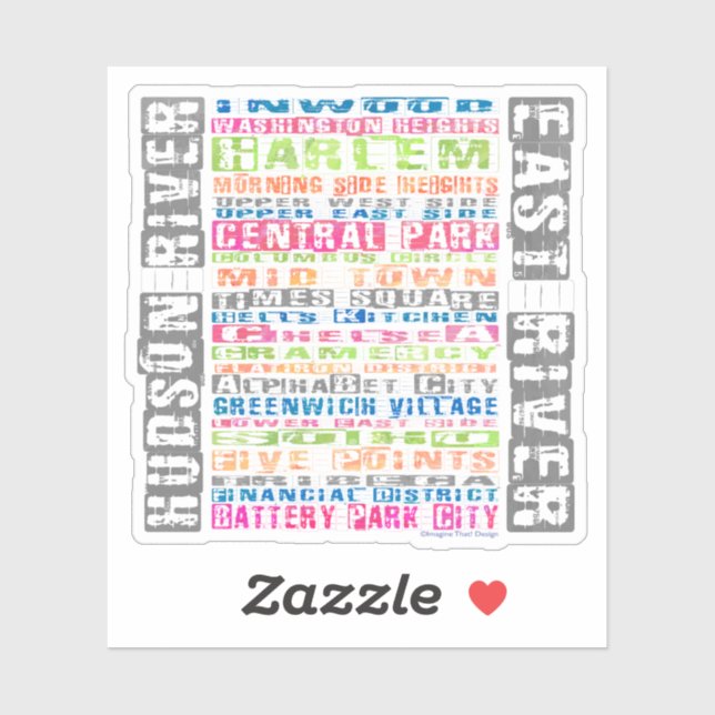 Pegatina Barrio arcoiris de Nueva York (Hoja)