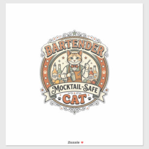 Pegatina Bartender Mocktail-Safe Cat Bartender Mocktail-Saf