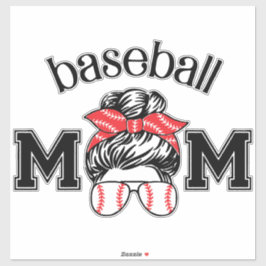 Pegatina Baseball Mom Sticker – Messy Bun Baseball Glasses 