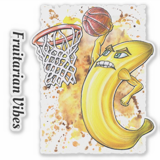 Pegatina Básquetbol de flúor Slam Dunk Banana (Anverso)