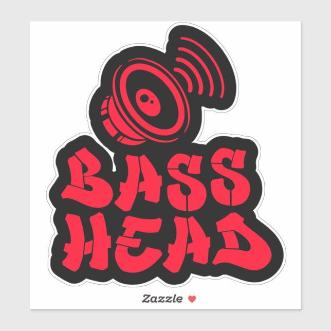 Pegatina BASS HEAD red black (Hoja)