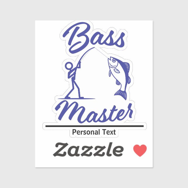 Pegatina Bass Master Stick Man illustration, personalize (Hoja)
