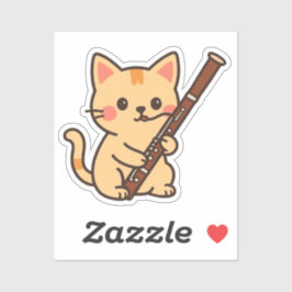 Pegatina Bassoon Cat Illustration
