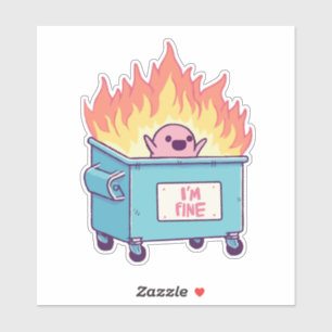 Pegatina Basura en el fuego, estoy bien