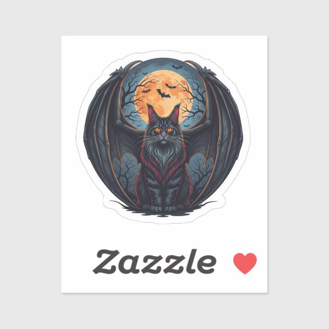 Pegatina Bat Wing Coon - Maine Coon Halloween (Hoja)