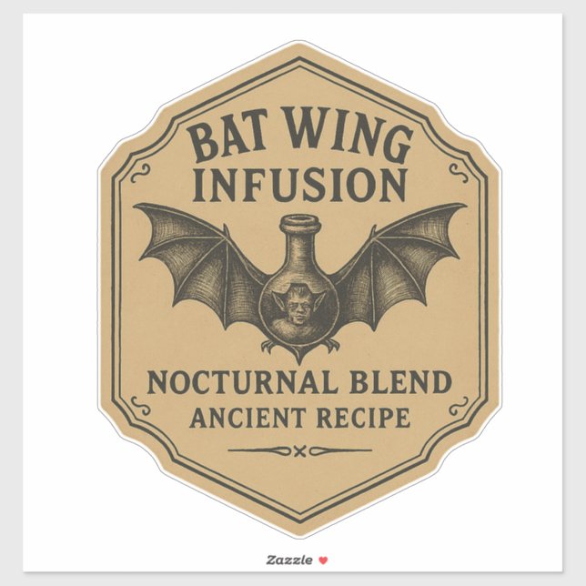Pegatina Bat Wing Infusion - Halloween Apothecary Label (Hoja)