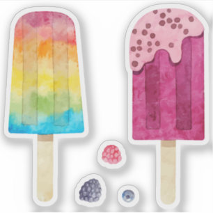 Pegatina Bate de jugo de frutas helado con arco iris