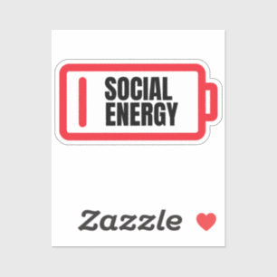 Pegatina Batería social de energía introvertida