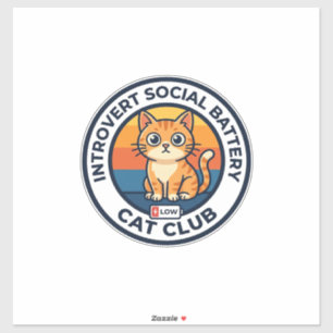 Pegatina Batería Social de Introvertido Gato Diseño de Gati