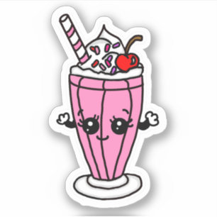 Pegatina Batido de Fresa Sticker de Dibujos Animados