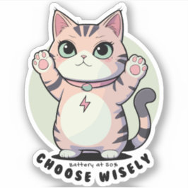 Pegatina Battery at 50 Choose Wisely – Introvert Humour 