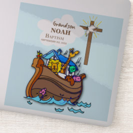 Pegatina Bautizo del nieto Arca de Noé Personalizado