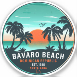 Pegatina Bavaro Beach Dominican Retro Sunset Souvenir años