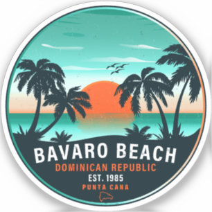 Pegatina Bavaro Beach Dominican Retro Sunset Souvenir años