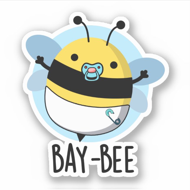 Pegatina Bay-bee Funny Baby Bee Pun (Anverso)