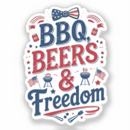 Pegatina BBQ, Beers & Freedom – Retro 4th of July Vibes