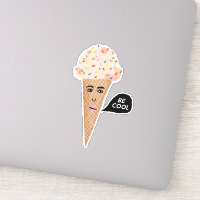 "BE GUAY" Crema rosa de hielo Cone Ilustracion gra