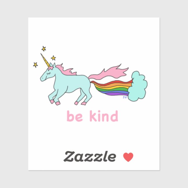 Pegatina Be Kind Farting Unicorn Love (Hoja)