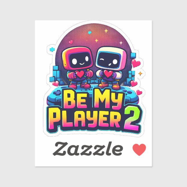 Pegatina Be My Player 2 Sticker – Retro Love Pixel Art (Hoja)