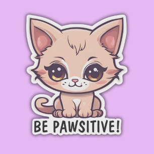 Pegatina Be Pawsitive Big Eyed Kitten Waterproof