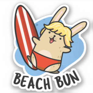 Pegatina Beach Bun Funny Bunny Pun