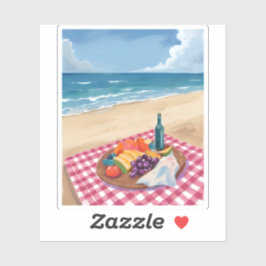 Pegatina Beach Picnic | Ocean Shore Painting Art