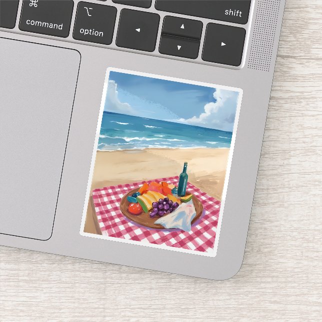 Pegatina Beach Picnic | Ocean Shore Painting Art (Detalle)