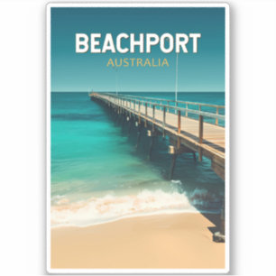Pegatina Beachport Australia Viaje con el Vintage del Arte