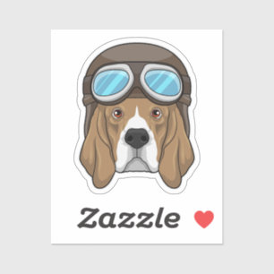 Pegatina Beagle como piloto con gorra piloto