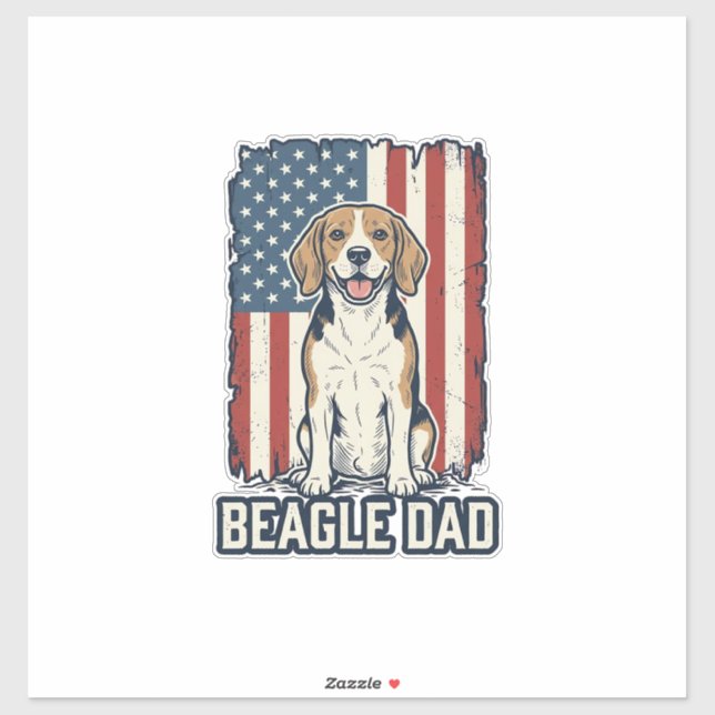 Pegatina Beagle Dad Patriotic Vintage Engraving Dog Design_ (Hoja)