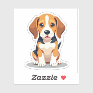 Pegatina Beagle deseable, Adorable Estilo Plano, Pequeño