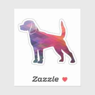 Pegatina Beagle Dog Raza Geo Silhouette Purple