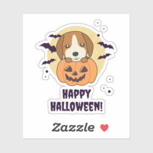 Pegatina Beagle En Calabaza Dulces Perros Feliz Halloween