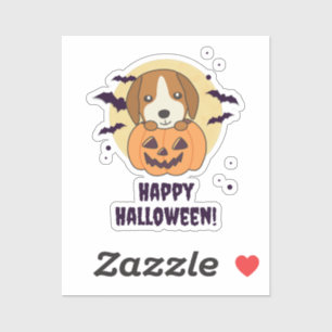 Pegatina Beagle En Calabaza Dulces Perros Feliz Halloween