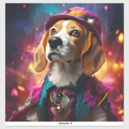 Pegatina Beagle en un Gorra rosado