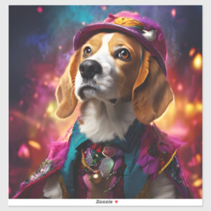 Pegatina Beagle en un Gorra rosado