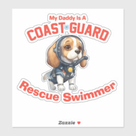 Pegatina Beagle My Daddy es nadador de rescate de USCG
