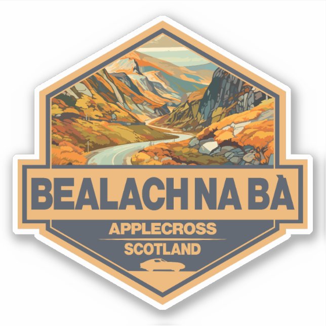 Pegatina Bealach na Bà Scotland Travel Art Badge (Anverso)