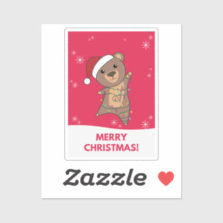 Pegatina Bear Merry Christmas Winter Animals Bears Sticker