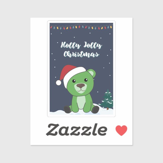 Pegatina Bear Merry Christmas Winter Animals Bears Sticker (Hoja)