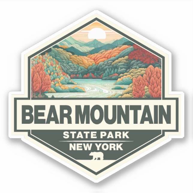 Pegatina Bear Mountain State Park New York Travel Art Badge (Anverso)