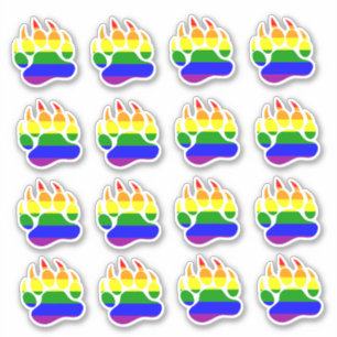 Pegatina Bear Orgullo Arcoiris Bandera Arcoiris Paw