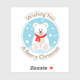 Pegatina Bear-y Christmas Greeting Custom-Cut Vinyl Sticker