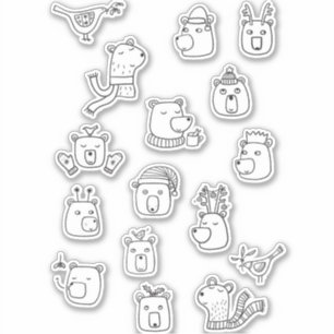 Pegatina Bears Cute Wints Line Art