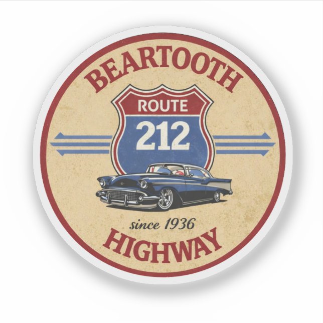 Pegatina Beartooth Highway Route 212 classic car gifts (Anverso)
