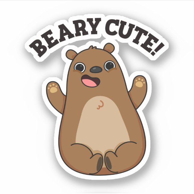 Pegatina Beary Cute Teddy Bear Pun (Anverso)