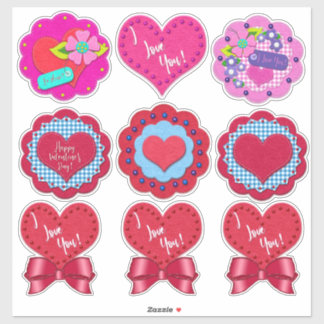Pegatina Beautiful Felt Look Valentine's Day Rounds 