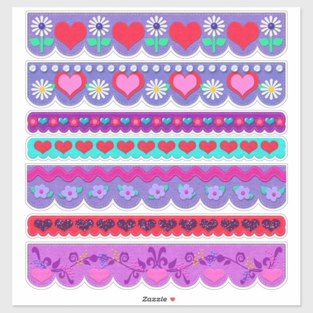 Pegatina Beautiful Felt Style Valentine's Day Borders (Hoja)