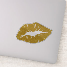 Pegatina Beautiful Yellow Lipstick Kiss Isolated