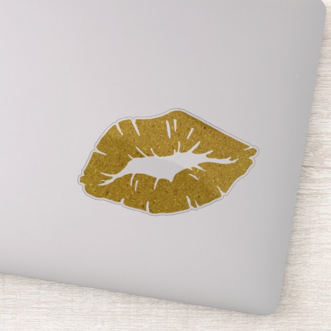Pegatina Beautiful Yellow Lipstick Kiss Isolated (Detalle)